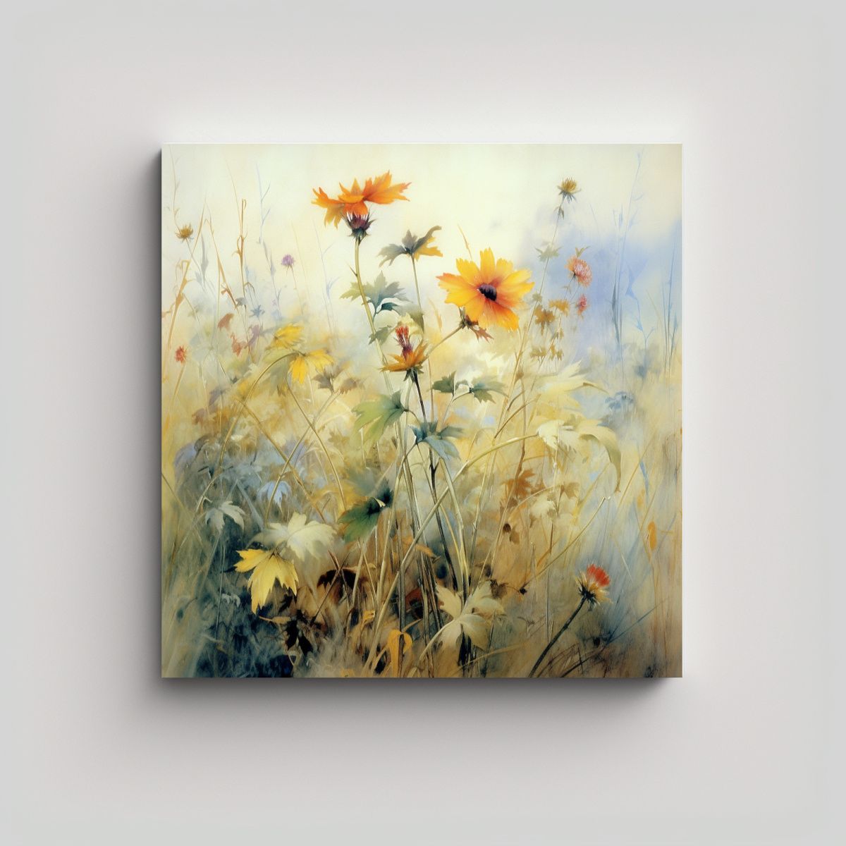GENERICO - Composición De Contraste En Lienzo Wildflower 100x100 Cm