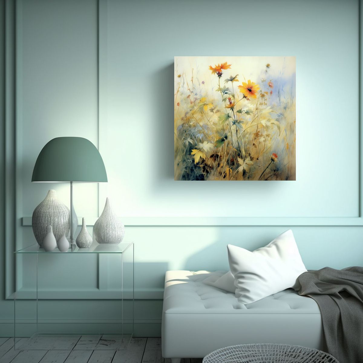 GENERICO - Composición De Contraste En Lienzo Wildflower 100x100 Cm