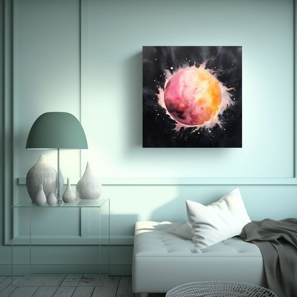 GENERICO - Cuadro Estilo Galería Clásico Con Acuarela 100x100 Cm