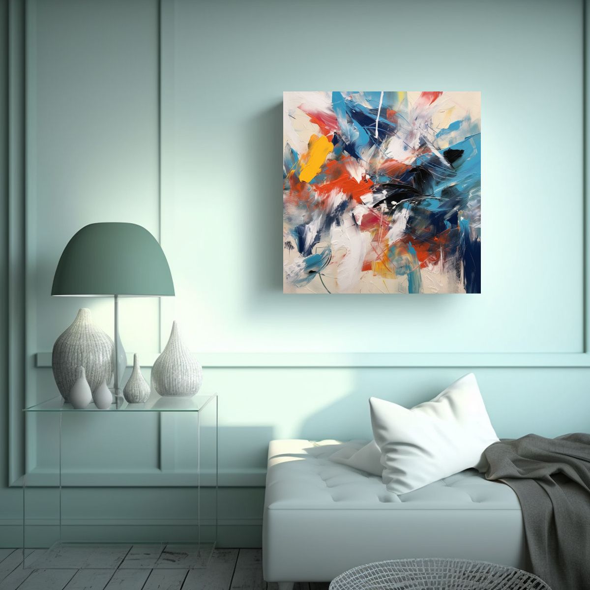 GENERICO - Tela En Bastidor Tonos Detalle Pintura Abstracta 100x100 Cm