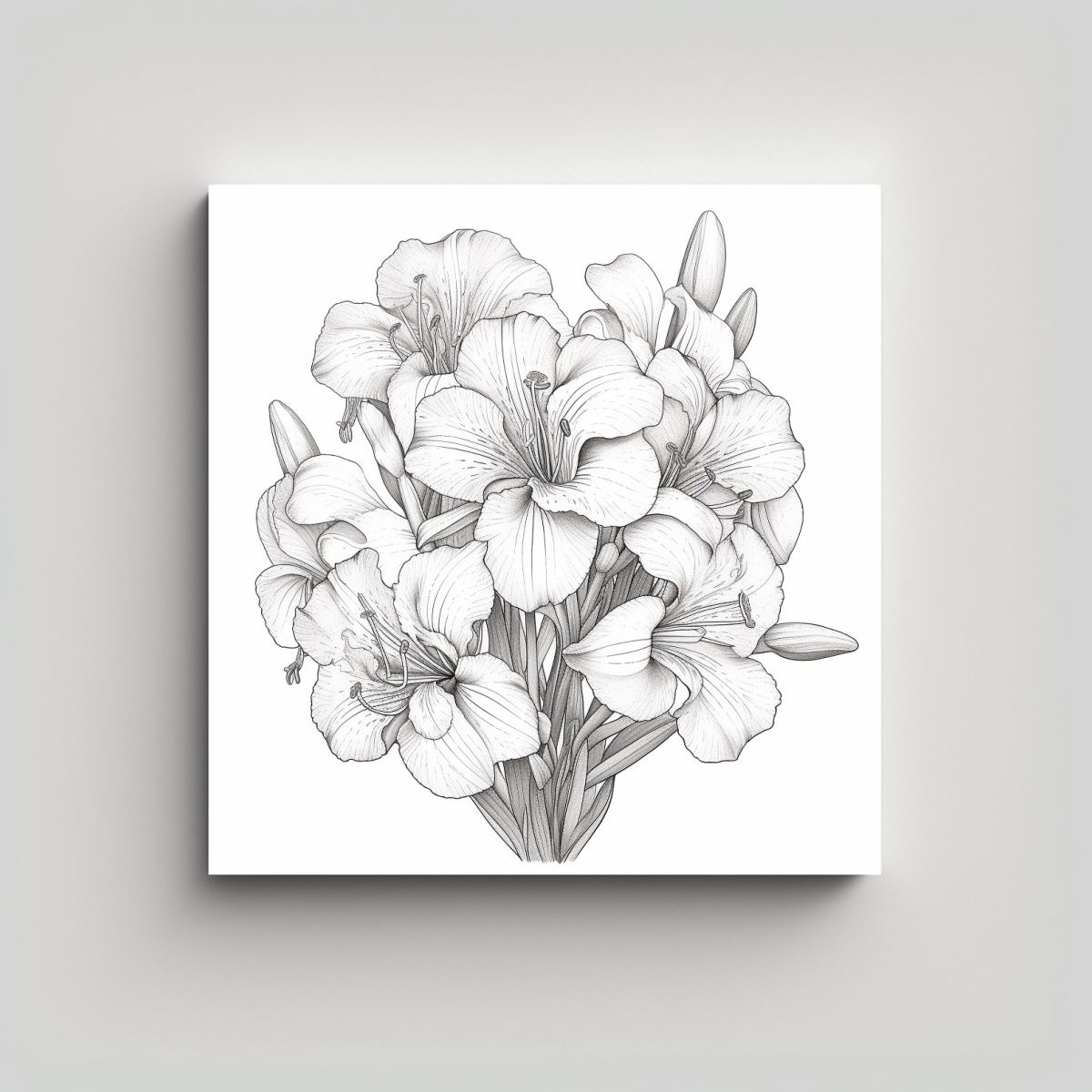 GENERICO - Arte De Línea De Flor De Alstroemerias Colorida 100x100 Cm