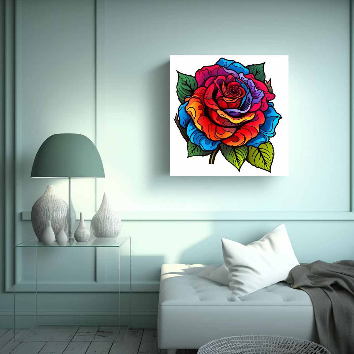 GENERICO - Imagen Estilo Libro De Colorear De Una Rosa 100x100 Cm