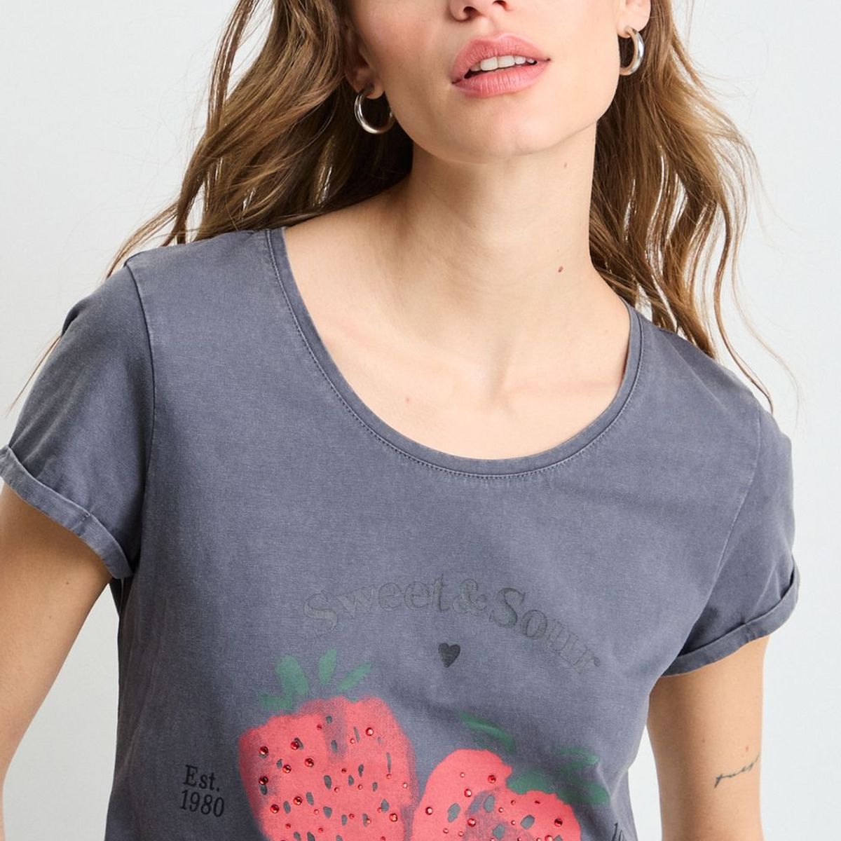 IO - Polera Manga Corta Mujer Gris Io