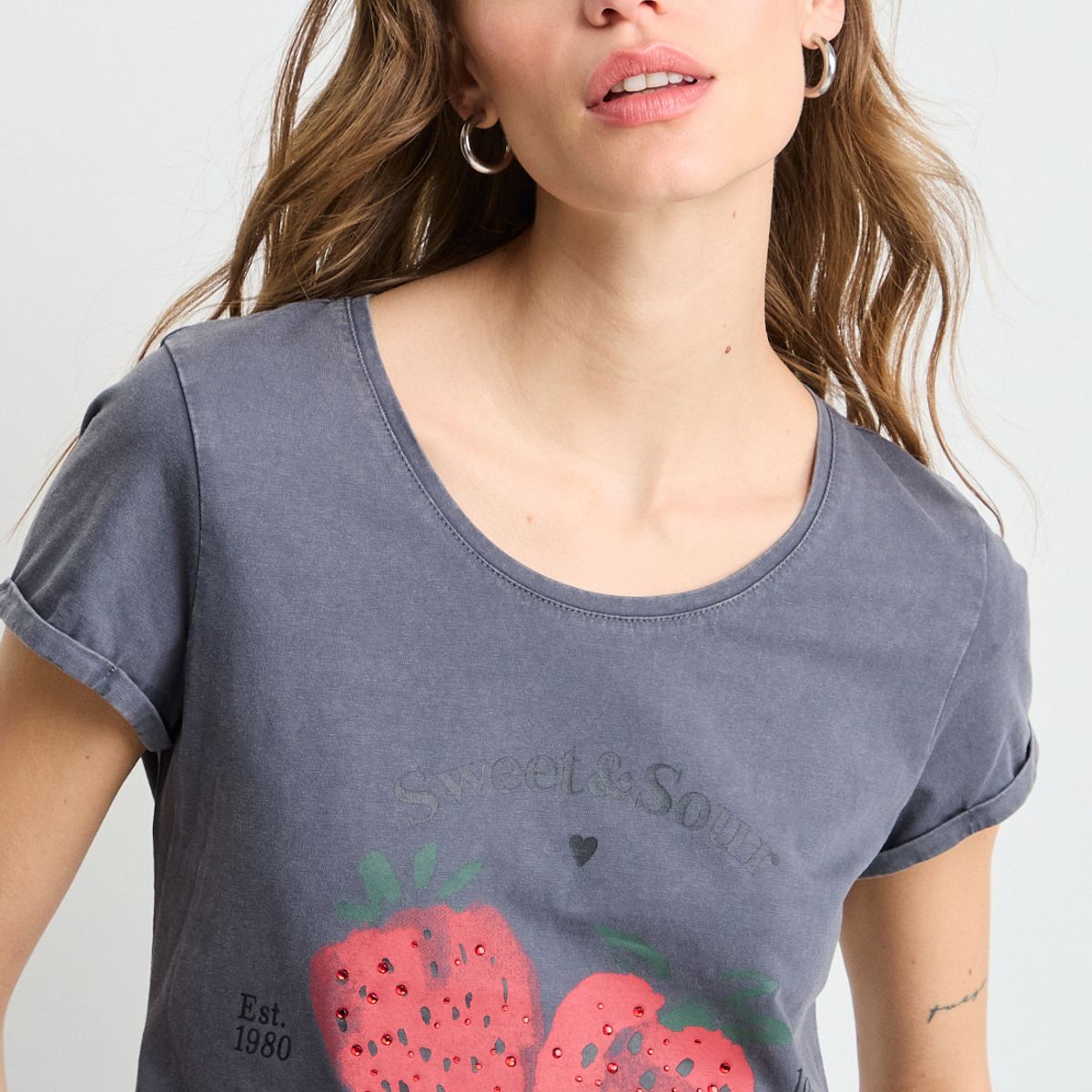 IO - Polera Manga Corta Mujer Gris Io