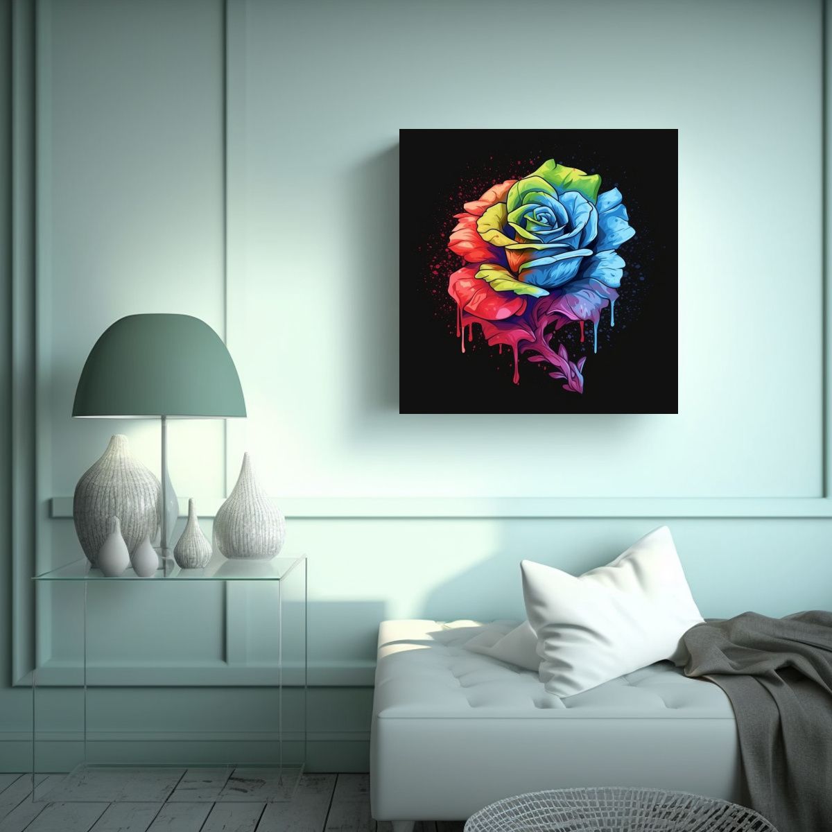 GENERICO - Cuadro Decorativo Lienzo Multicolor Con Rosas 100x100 Cm