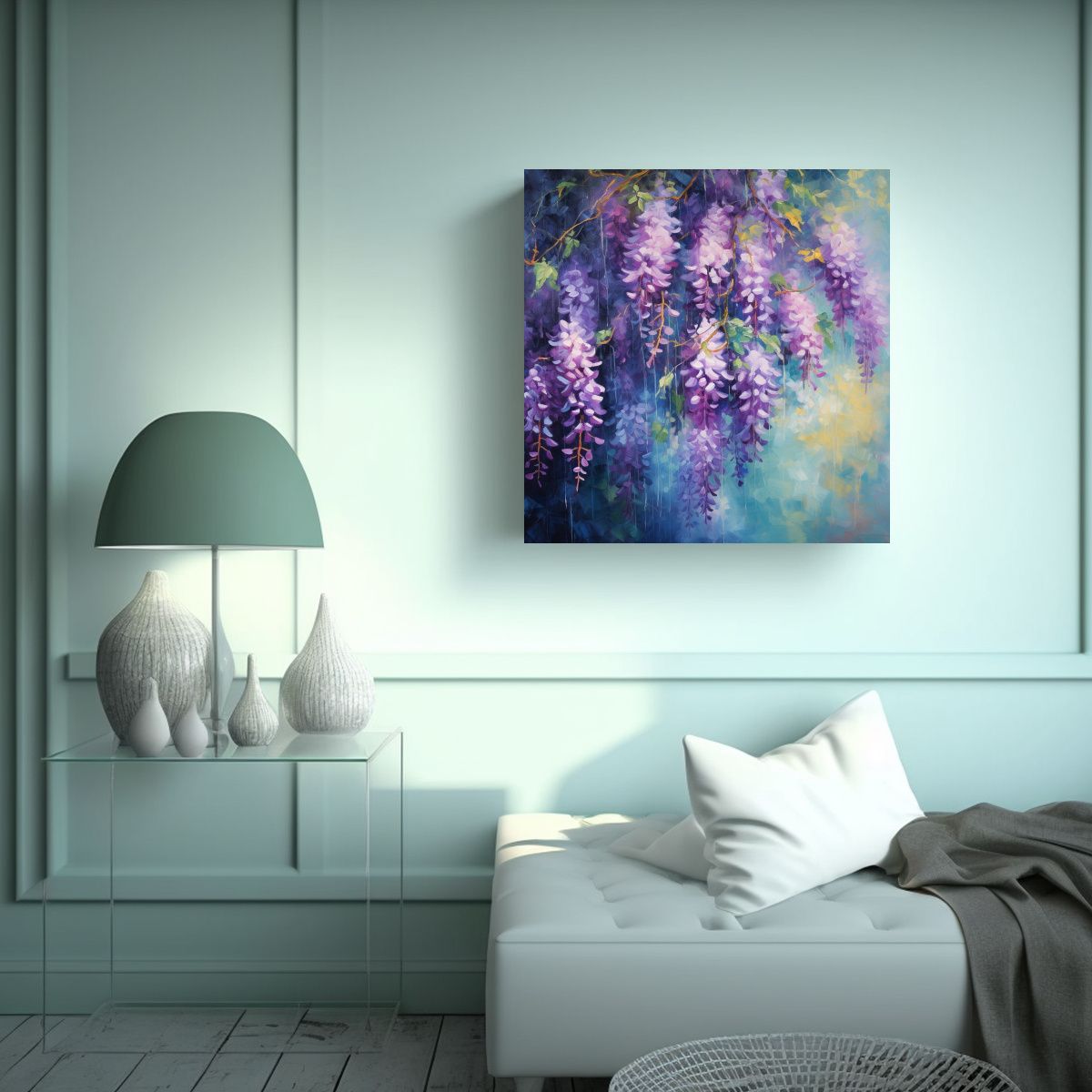 GENERICO - Cuadro Abstracto Detallado De Flores Wisteria En 100x100 Cm