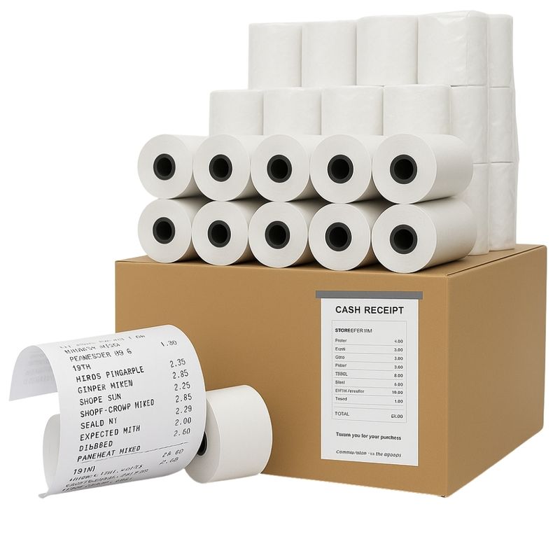 GENERICO - Caja 60 Rollos Papel Térmico 80mm X 80mm Largo Papel Para Impresora Térmica Papel Rollo Termico Boleta Factura Color Blanco