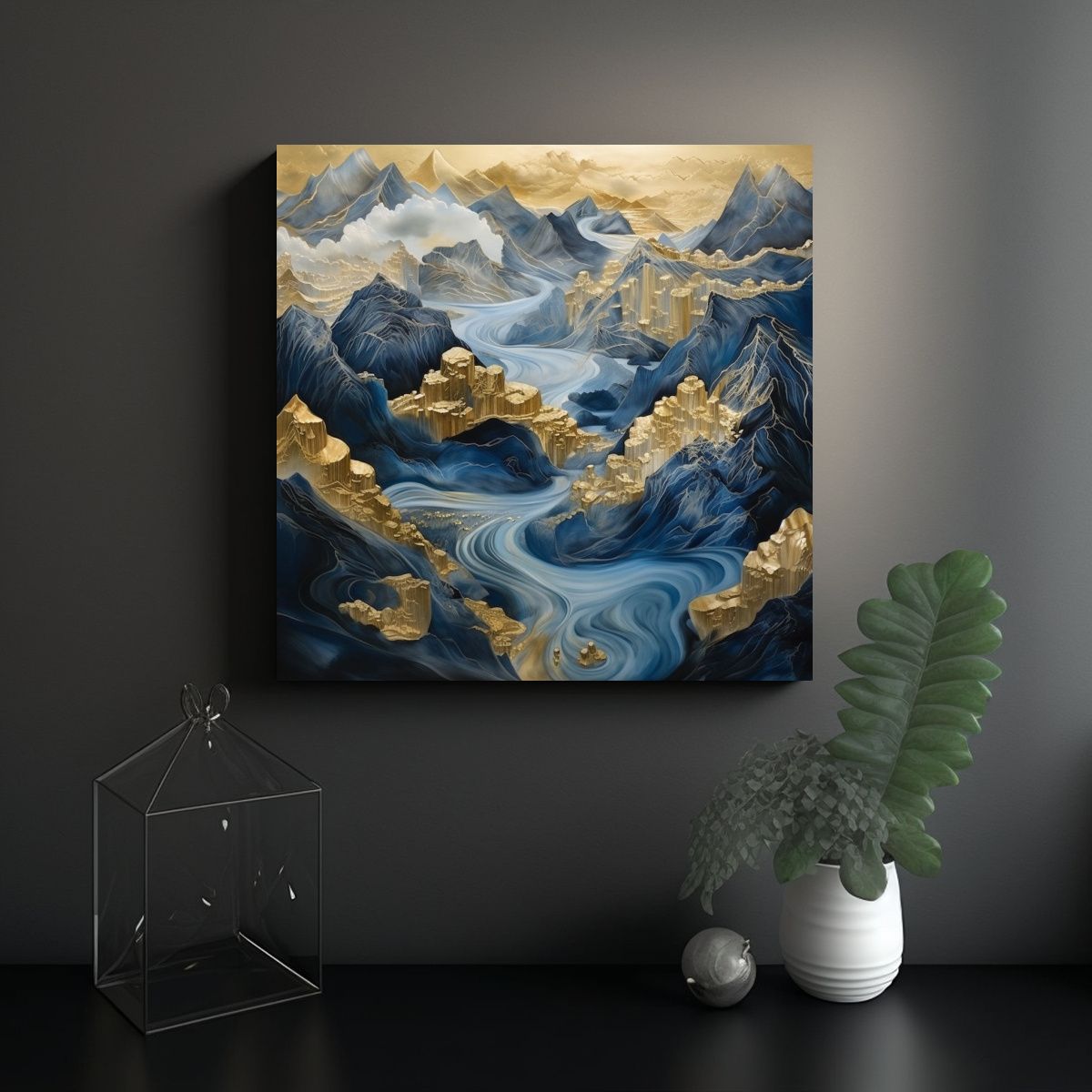 GENERICO - Cuadro Decorativo De Naturaleza Viva En Azul 100x100 Cm