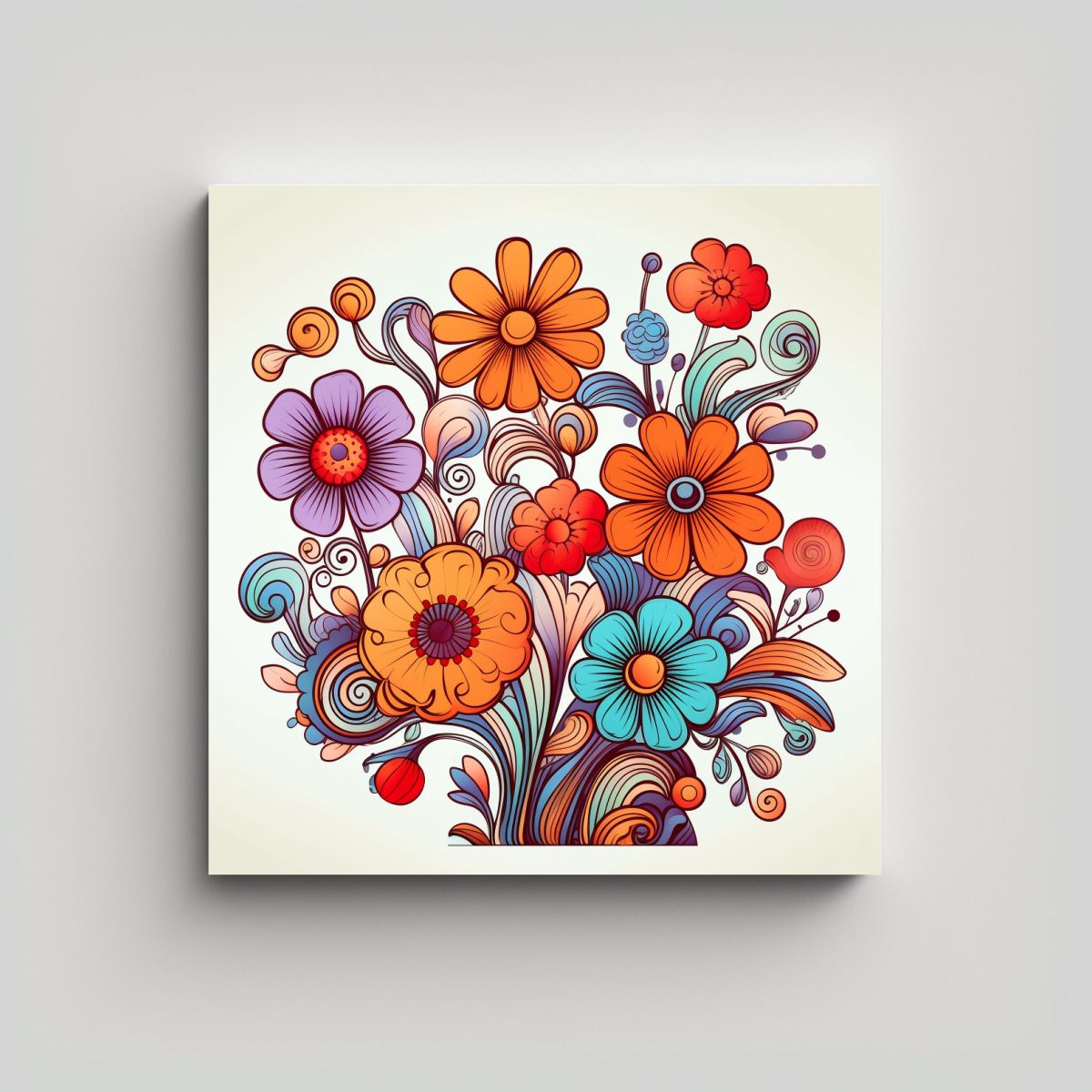 GENERICO - Composición Equilibrada De Flores En Linea 100x100 Cm