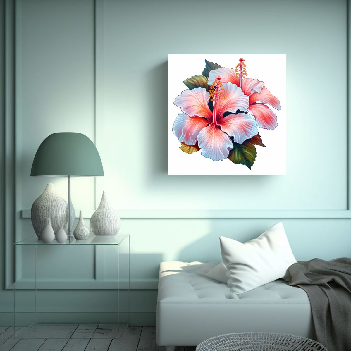 GENERICO - Pintura Decorativa Hibiscus Alegre Estilo Charles 100x100 Cm