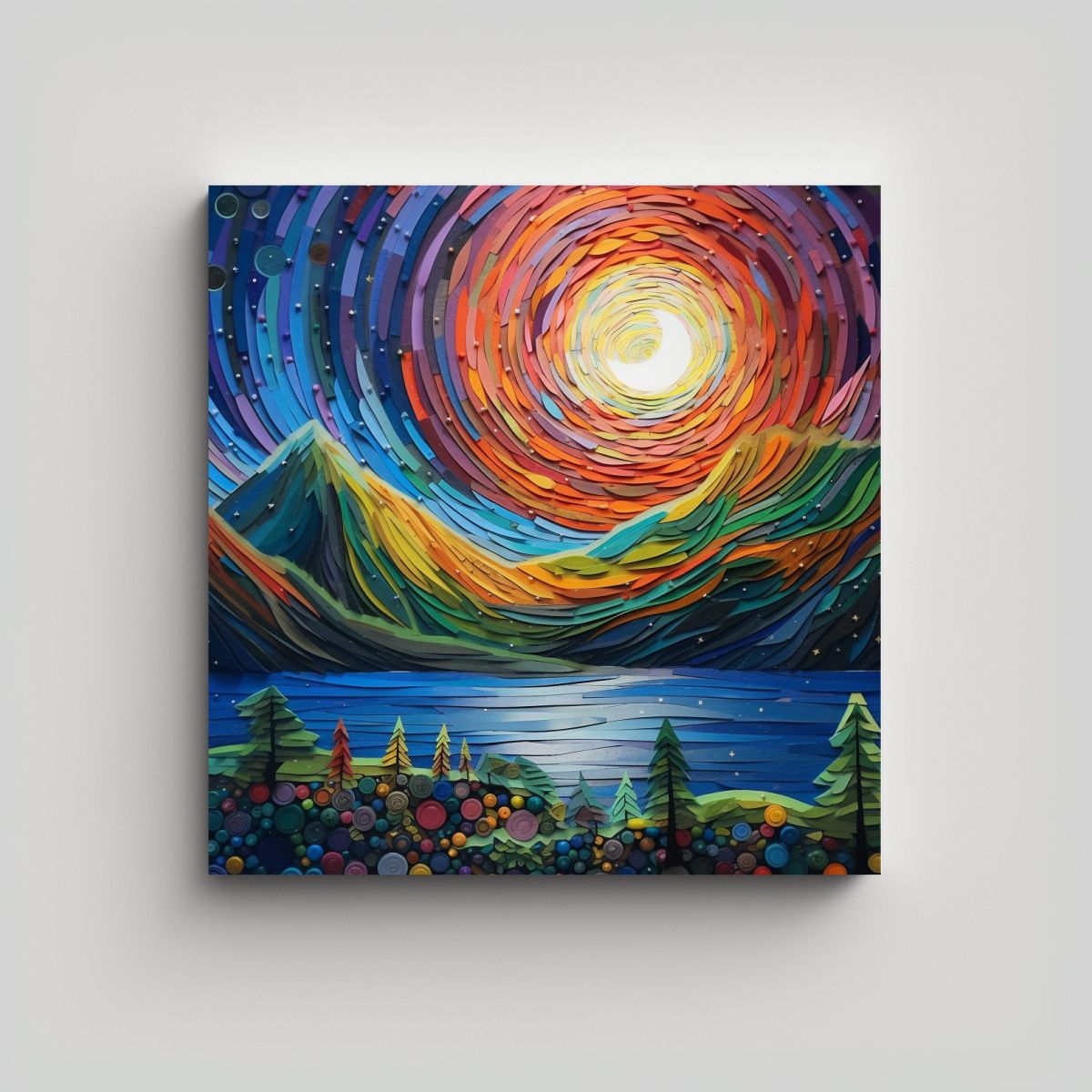 GENERICO - Pintura Al óleo Paisaje Protagonismo Lienzo 100x100 Cm