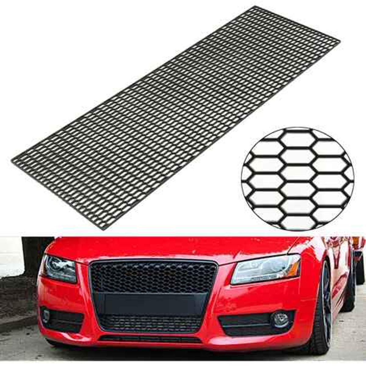 GENERICO - Malla Parachoque Negro Rejilla Tuning Auto Universal Abs