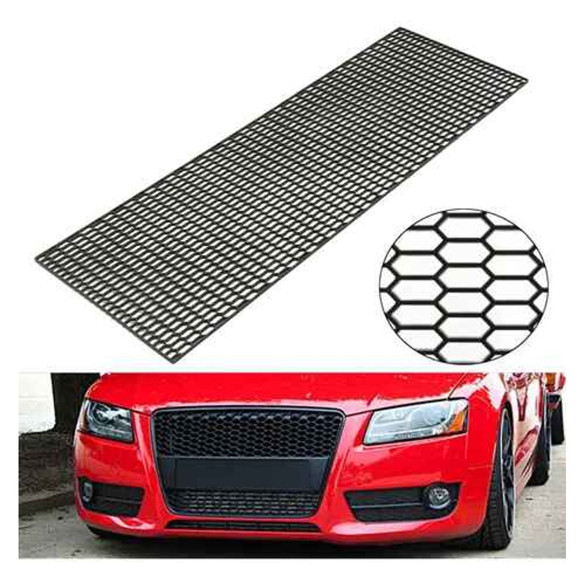 GENERICO - Malla Parachoque Negro Rejilla Tuning Auto Universal Abs