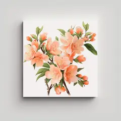 GENERICO - Cuadro Detallado De Flores De Durazno En Lienzo 100x100 Cm