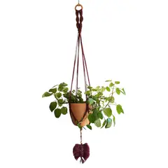 BEIGE - Colgante Para Plantas Tricahuilo con Hoja - Burdeo