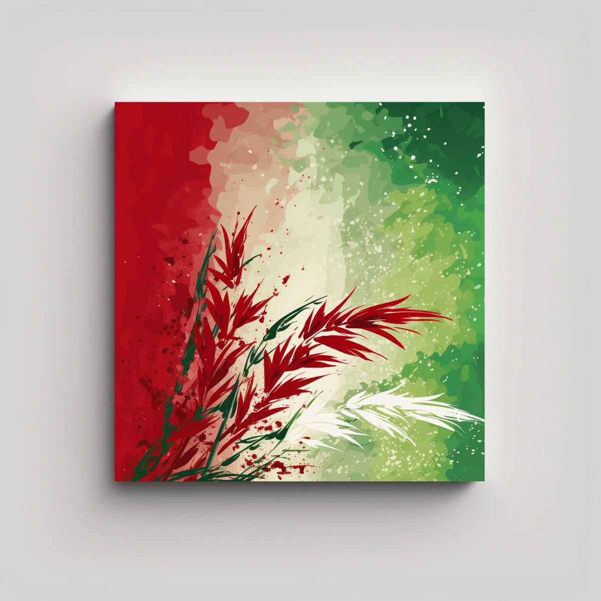 GENERICO - Pintura De Pared Arroz En Verde Y Rojo 100x100 Cm