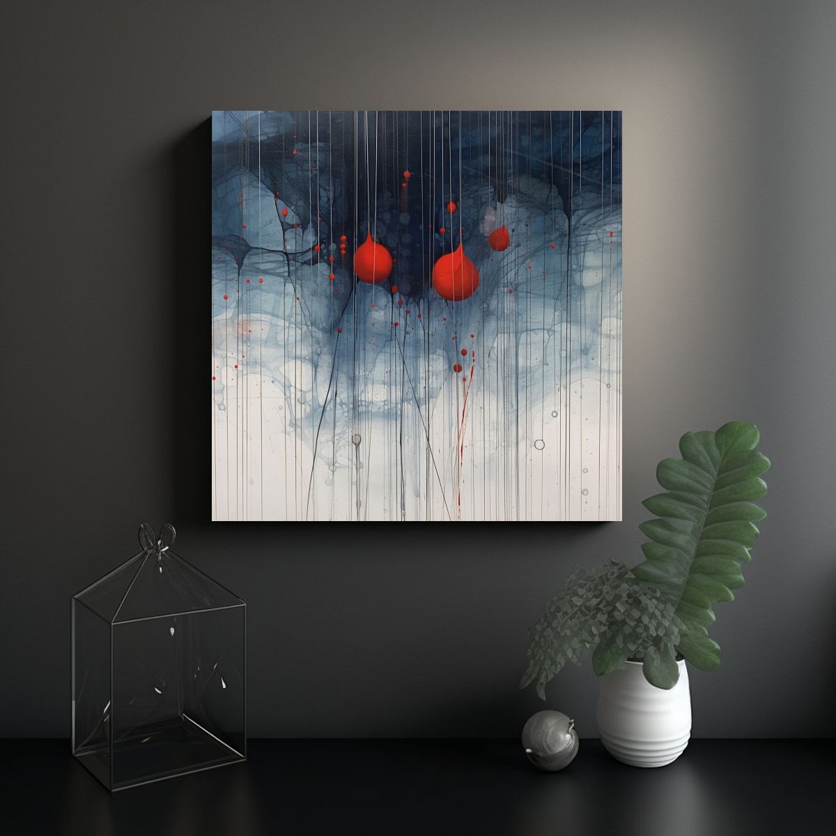 GENERICO - Pinturas Decorativas Majestuosas Líneas Azules 100x100 Cm