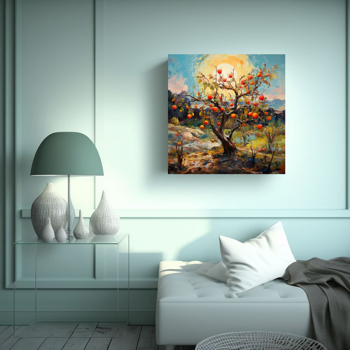GENERICO - Pintura Abstracta De árboles Frutales En Estilo 100x100 Cm