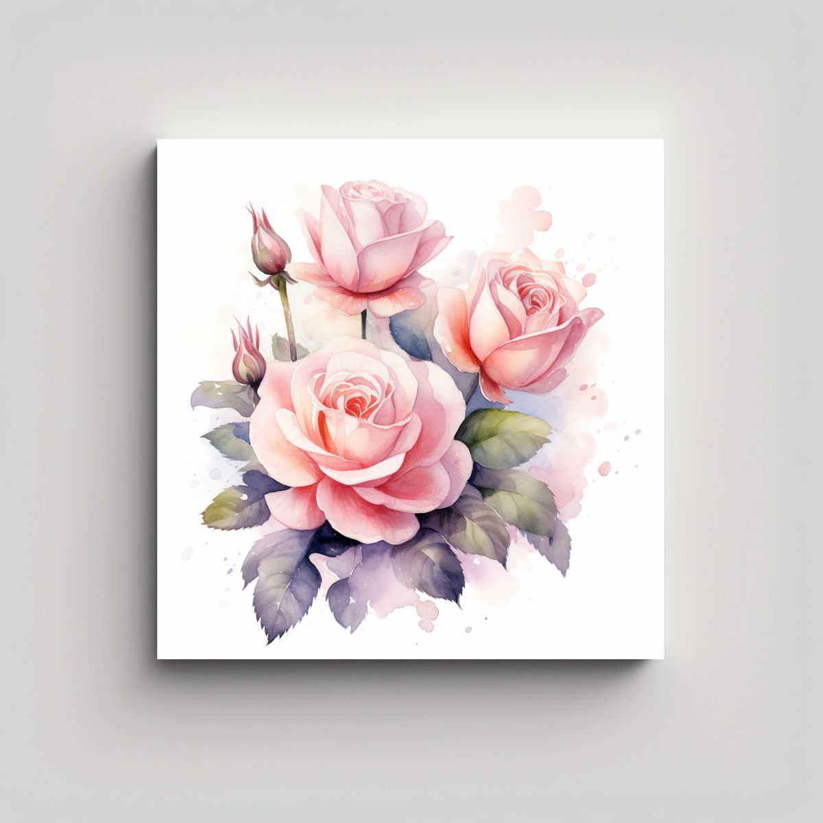 GENERICO - Ilustración Alegre De Rosas Delicadas En Rosa 100x100 Cm