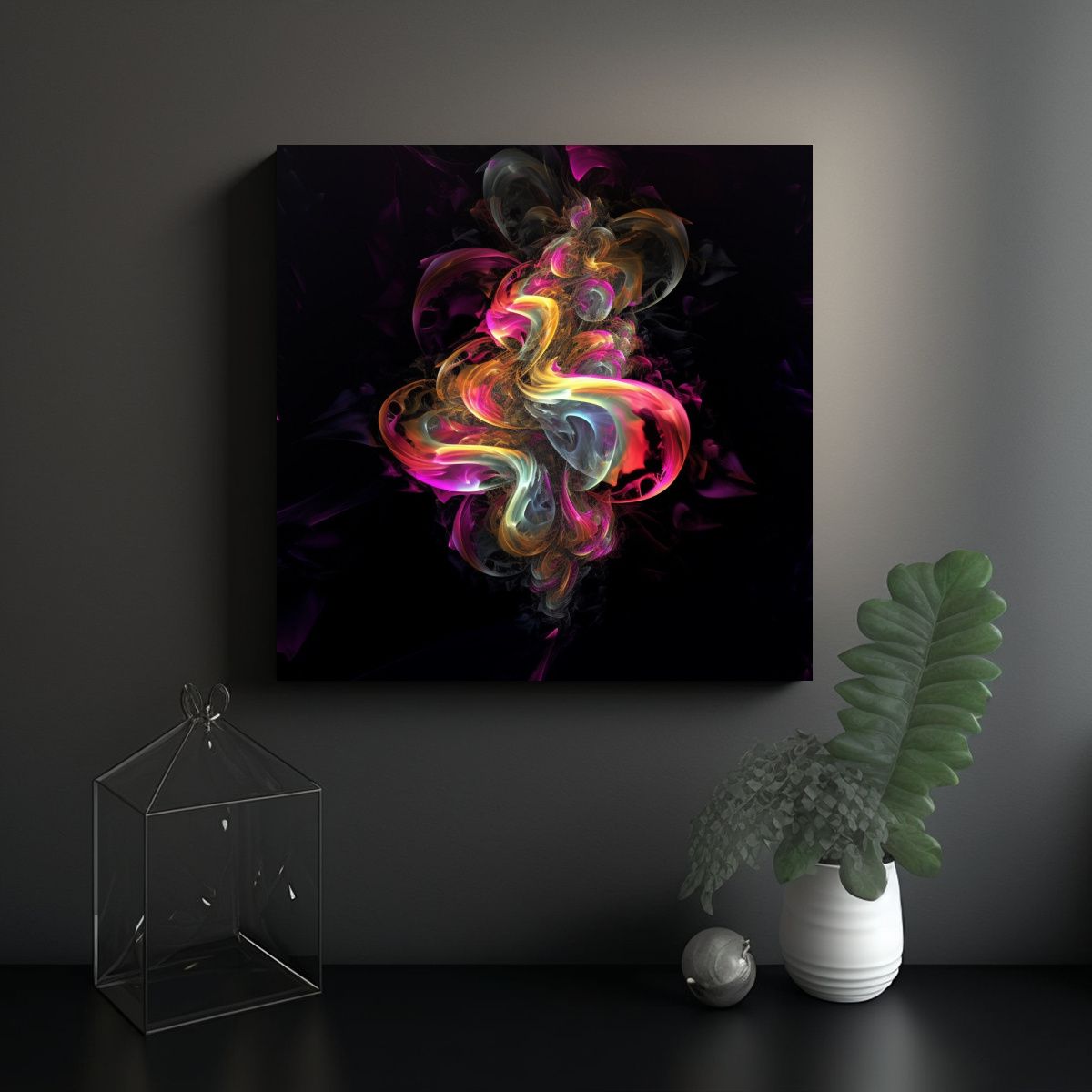 GENERICO - Pintura Estilo Galería Cuadro Neón Rosa Y 100x100 Cm