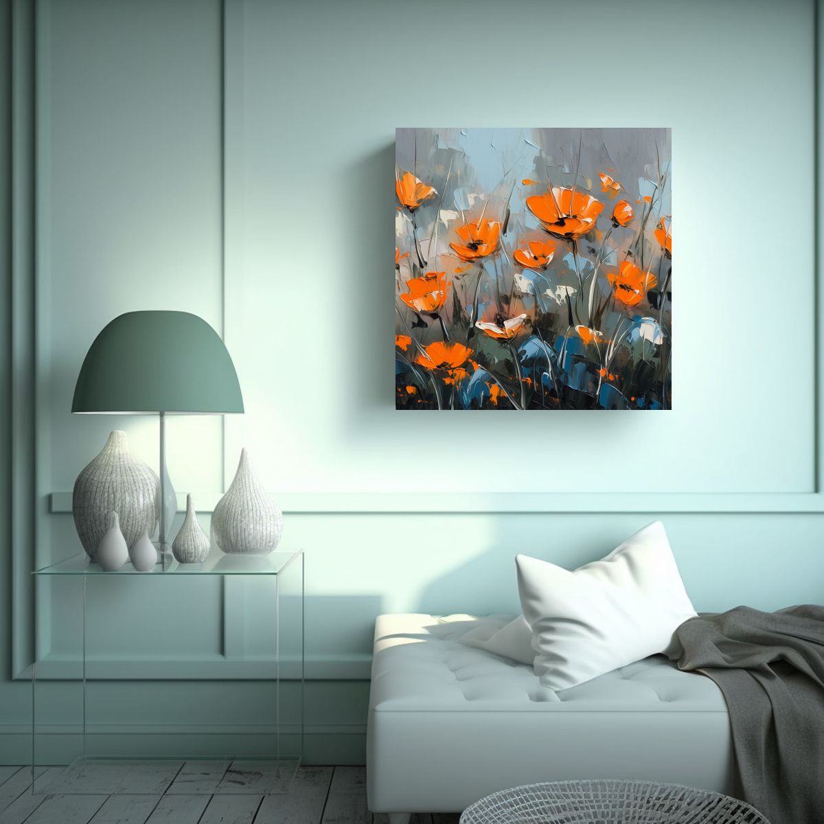 GENERICO - Pintura Espectacular De Escena En Colores Naranja 100x100 Cm