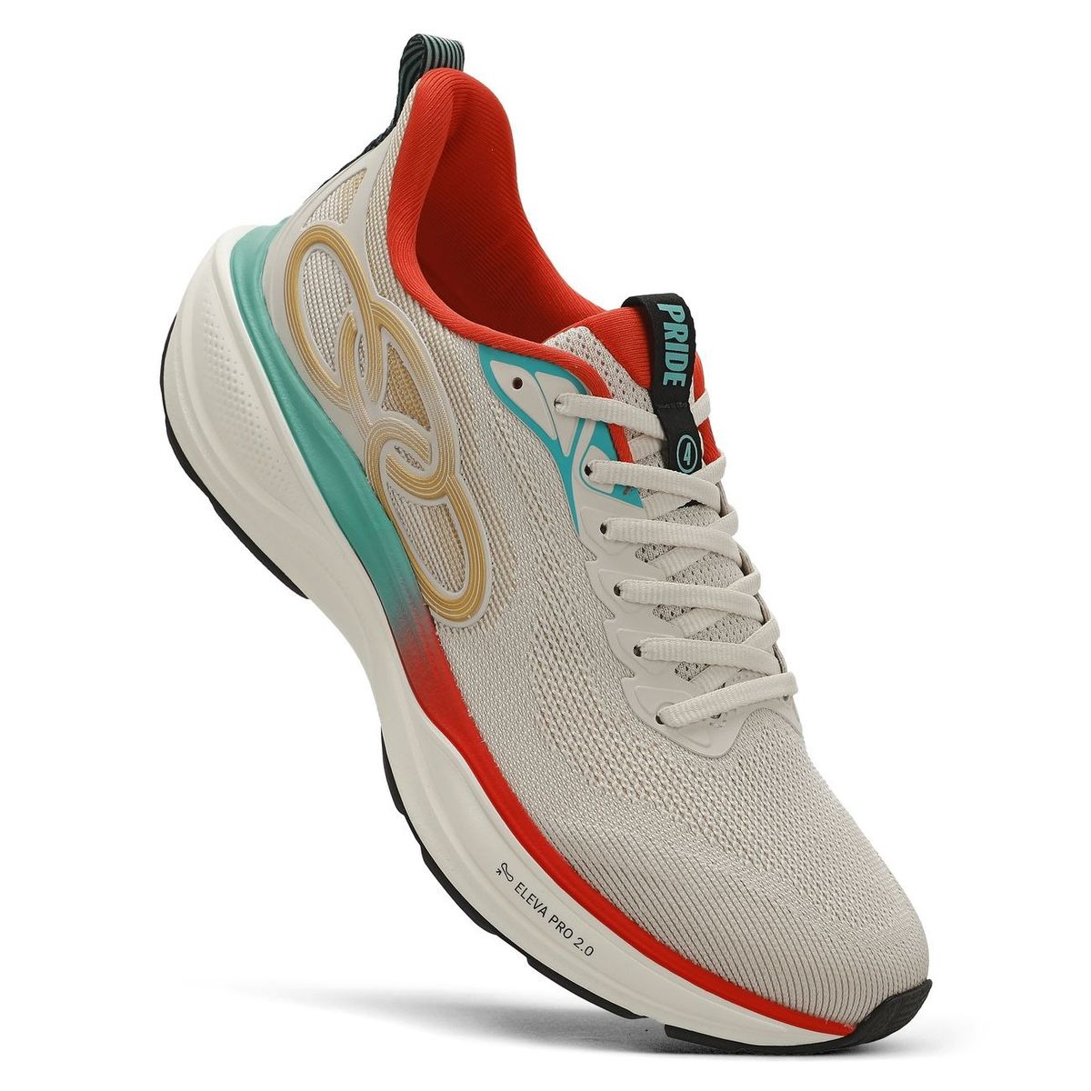 OLYMPIKUS - Zapatilla Running Mujer Pride 4 Celeste/Rojo/Arena