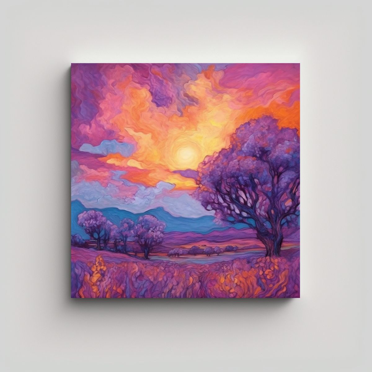 GENERICO - Cuadro En Bastidor Moderno Mar De Lavanda Al 100x100 Cm