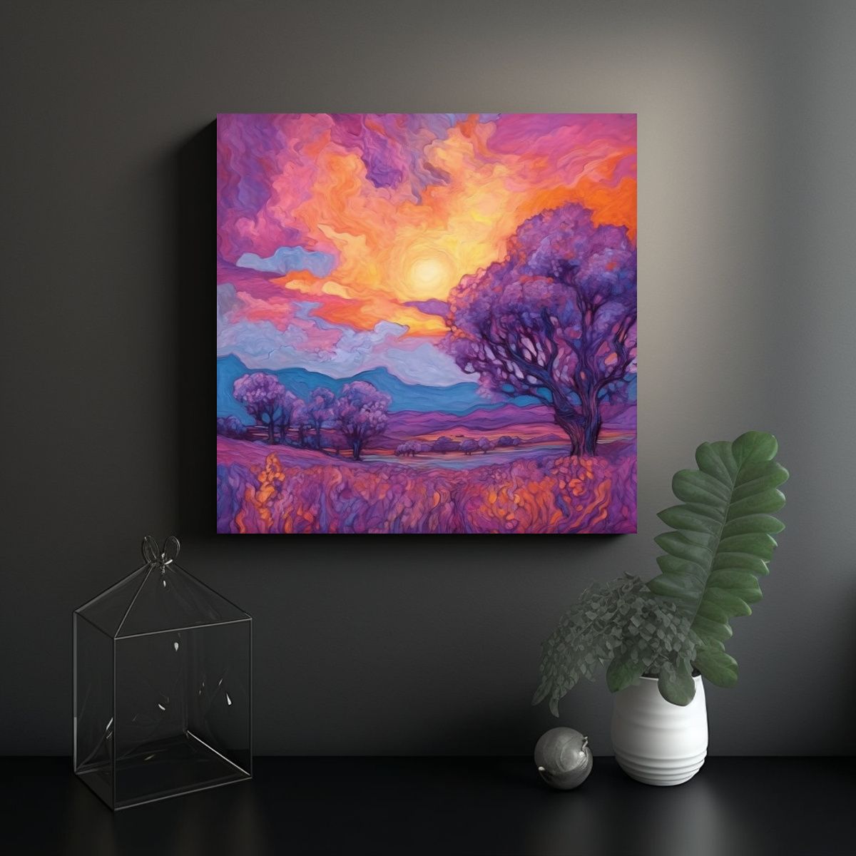 GENERICO - Cuadro En Bastidor Moderno Mar De Lavanda Al 100x100 Cm