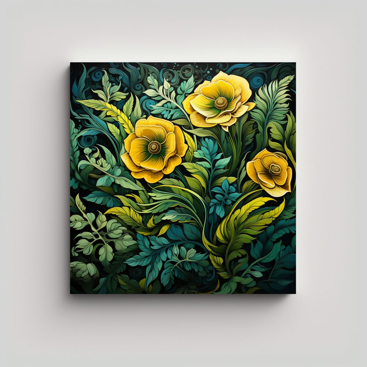 GENERICO - Cuadro De Tela Impreso Con Hojas De Helecho En 100x100 Cm