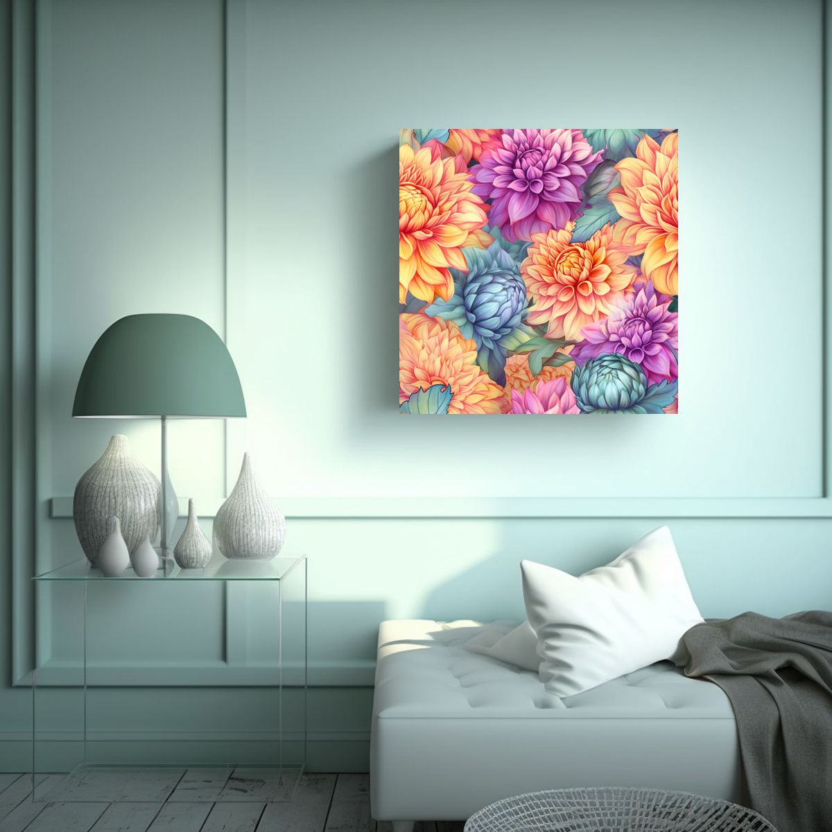 GENERICO - Cuadro Decorativo Floral Dahlia De Josephine Wall 100x100 Cm