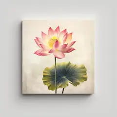 GENERICO - Relieve Inspirador De Loto Rosa Y Amarillo En 100x100 Cm