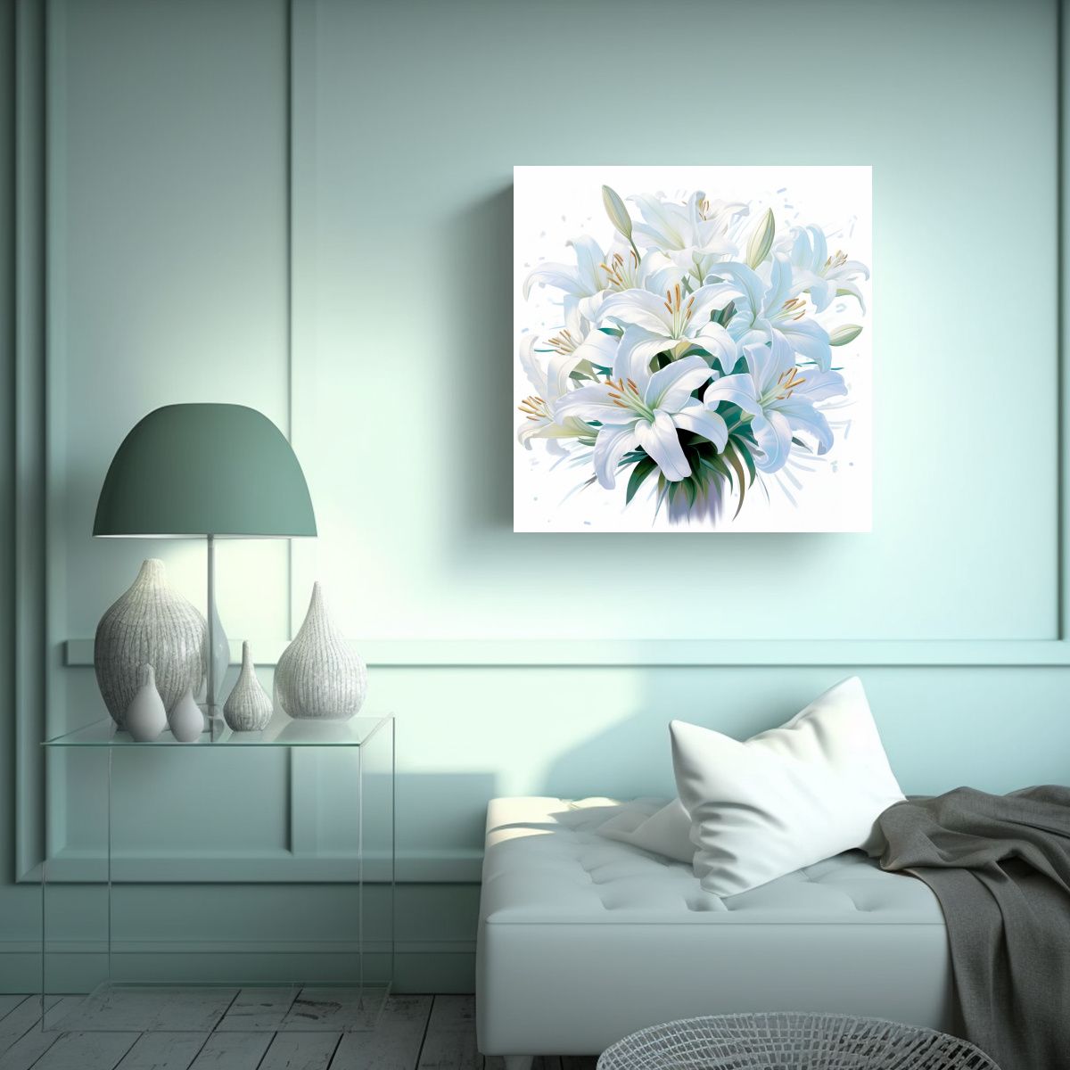 GENERICO - Lienzo Decorativo De Impacto Fondo Azul Con 100x100 Cm