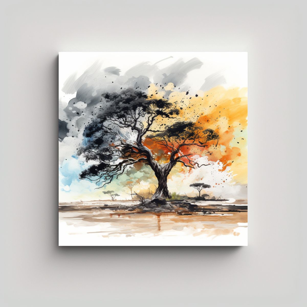 GENERICO - Lienzo Moderno Colorido De árbol De Acacia 100x100 Cm