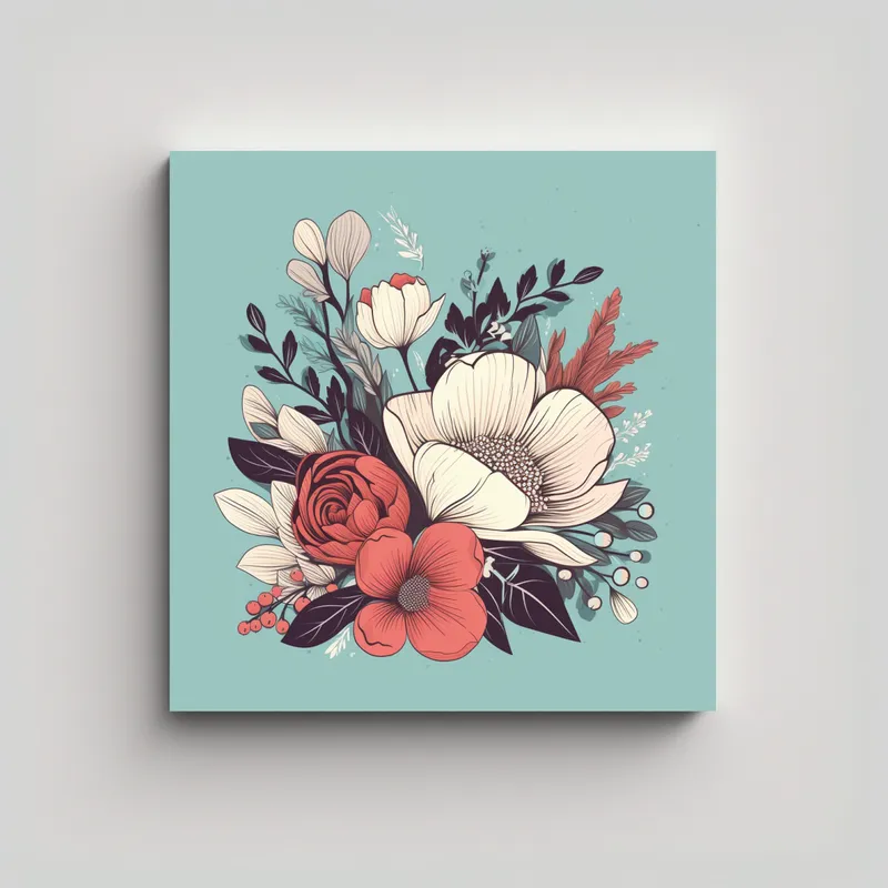 GENERICO - Hermosa Calma Ilustración Floral En Canva Para 100x100 Cm