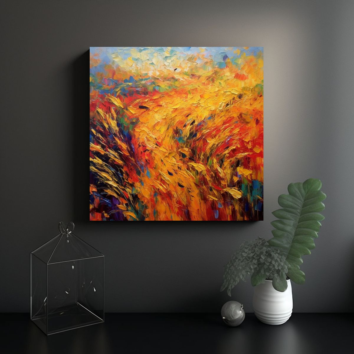 GENERICO - Cuadros Abstractos Modernos Brillantes Estilo 100x100 Cm