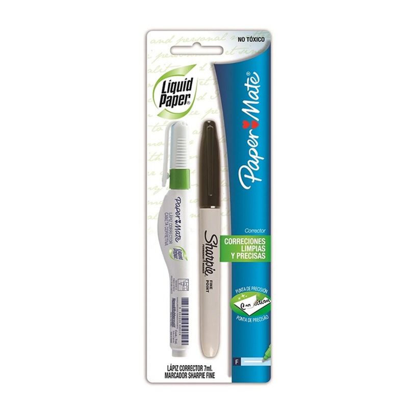 PAPER MATE - PACK X 4 LIQUID PAPER LAPIZ CORRECTOR + 1 SHARPIE FINE