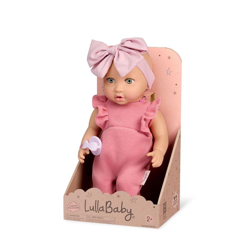 LULLABABY - Muñeca con jardinera rosada y cinta