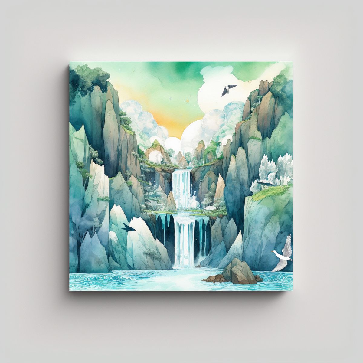 GENERICO - Diseño En Lienzo Turquesa Y Azul Para 100x100 Cm