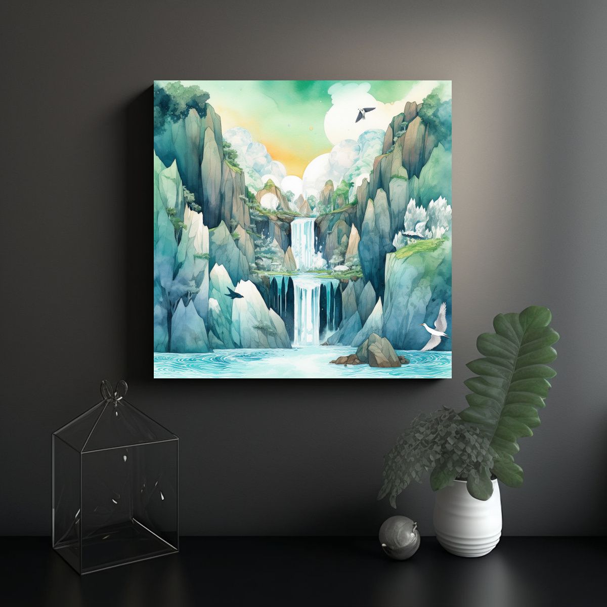 GENERICO - Diseño En Lienzo Turquesa Y Azul Para 100x100 Cm