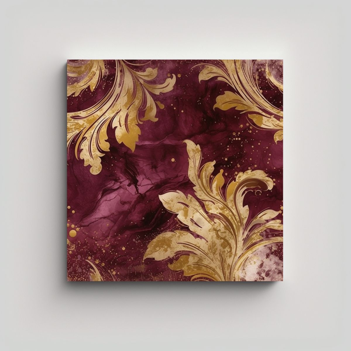 GENERICO - Lienzo Dibujo Vida Maroon Gold Pintura En Azulejo 100x100 Cm