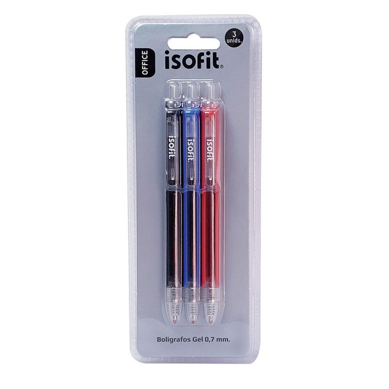 ISOFIT - BOLÍGRAFOS GEL 07 MM NEGAZUROJ  ISOFIT
