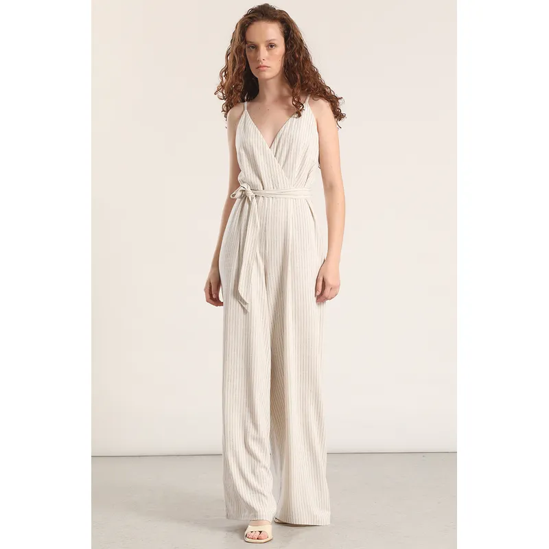 LIOLA - Enterito ancho lino Liola mujer beige