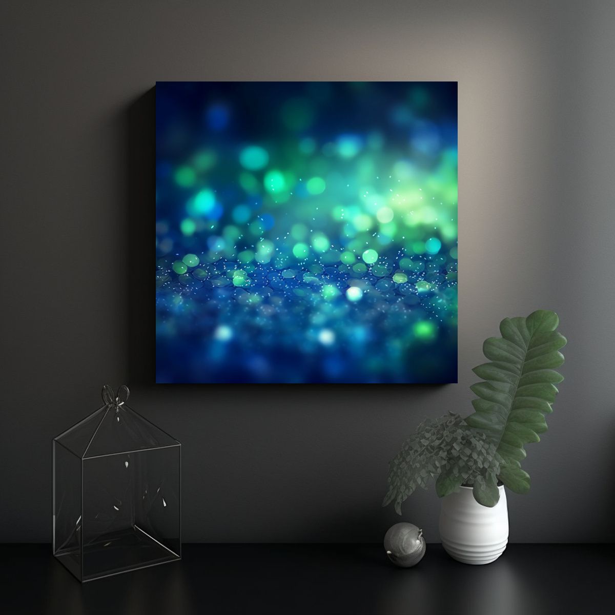 GENERICO - Pinturas Decorativas En Tonos Azul Y Lima 100x100 Cm