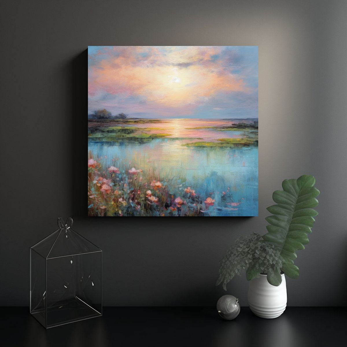GENERICO - Cuadro Marino Paisaje Mar En Lienzo Expresión 100x100 Cm