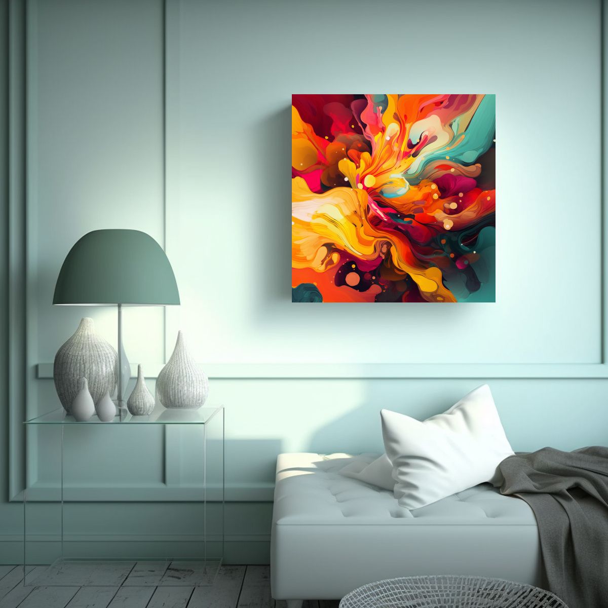 GENERICO - Cuadro De Tela Abstracto Con Diseño De Colores 100x100 Cm