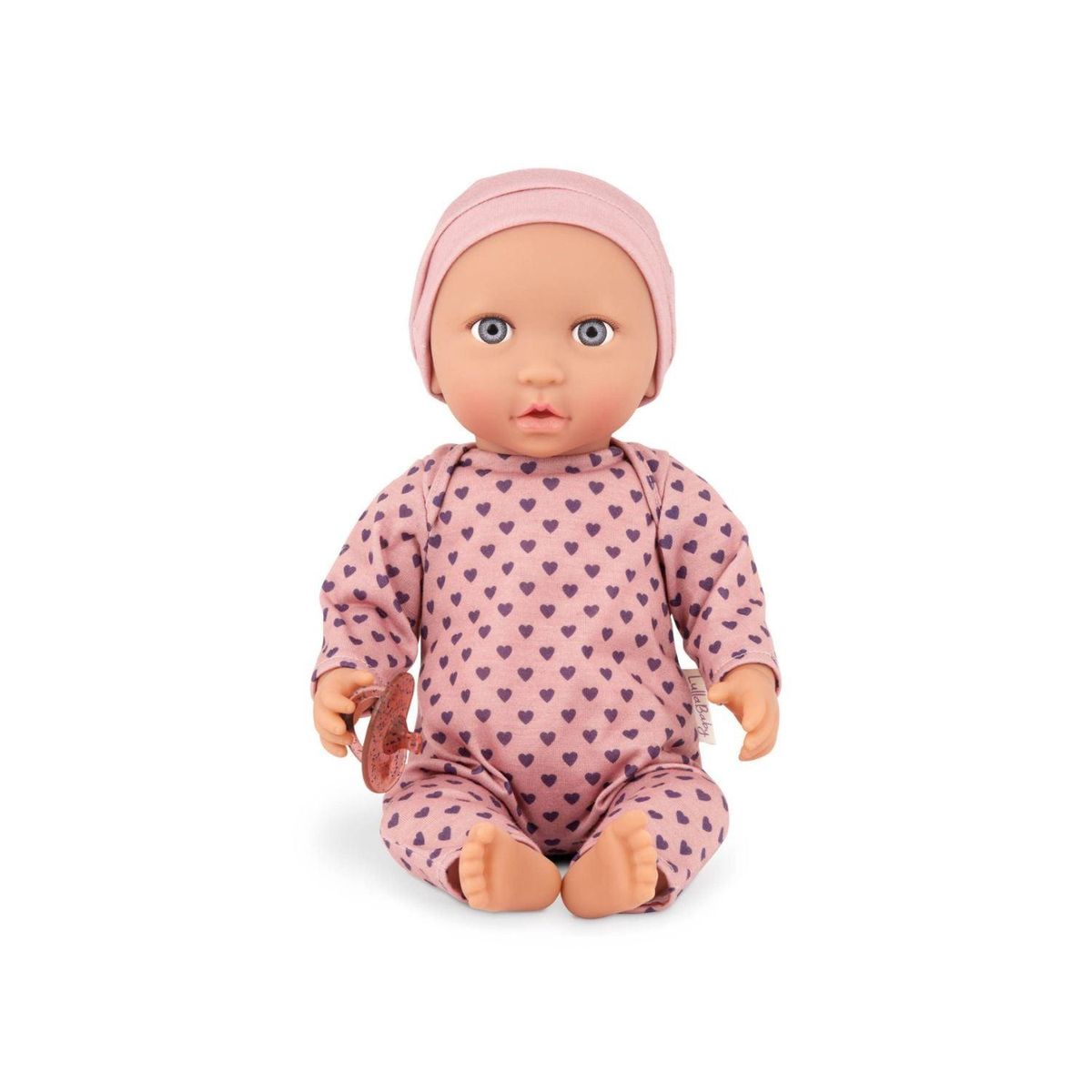 LULLABABY - Muñeca con pijama rosa con corazones y gorro