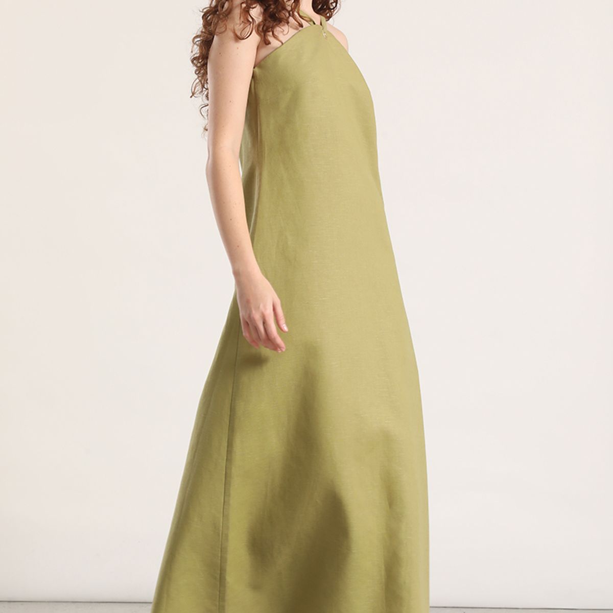 LIOLA - Vestido maxi lino Liola mujer verde