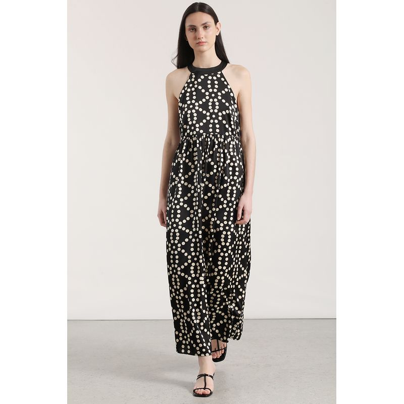 LIOLA - Vestido maxi puntos Liola mujer negro