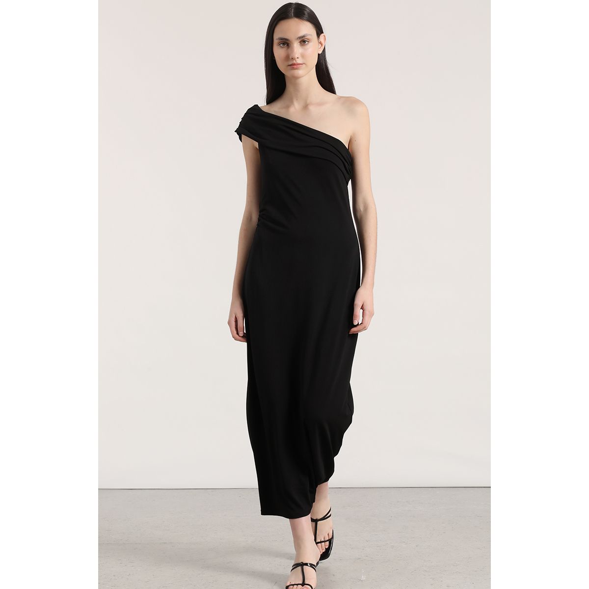 LIOLA - Vestido maxi un hombro Liola mujer negro
