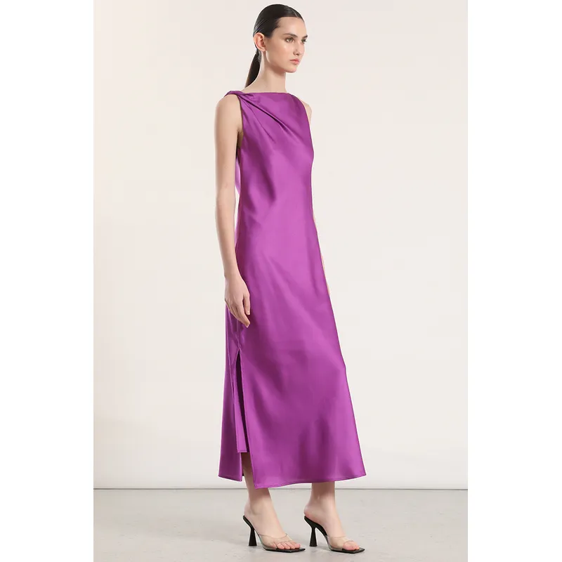 LIOLA - Vestido maxi satín Liola mujer violeta